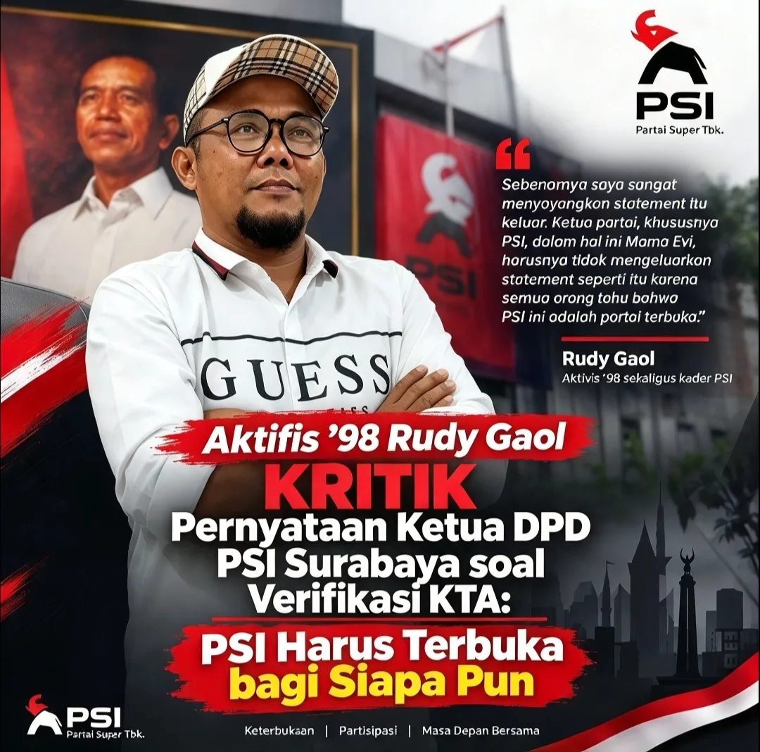Aktivis '98 Rudy Gaol Kritik Mama Evi: Jangan Persulit Warga yang Ingin Bergabung dengan PSI