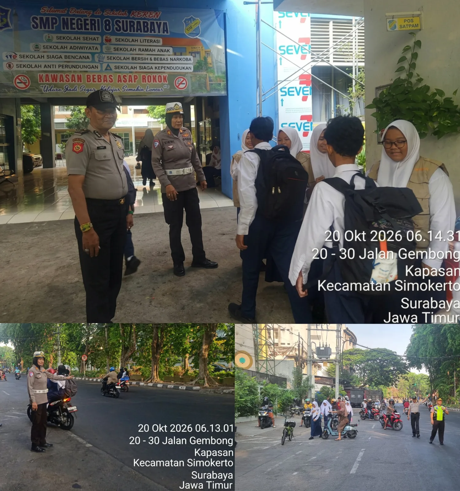 Wujudkan Pelayanan Prima, Polsek Pabean Cantikan Gelar Pengaturan Lalu Lintas Pagi di Depan SMPN 8 Surabaya