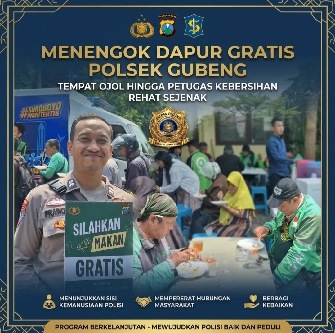 Dapur Gratis Pejuang Jalanan: Saat Polsek Gubeng Disulap Jadi Tempat Makan Siang Para Pekerja Jalanan