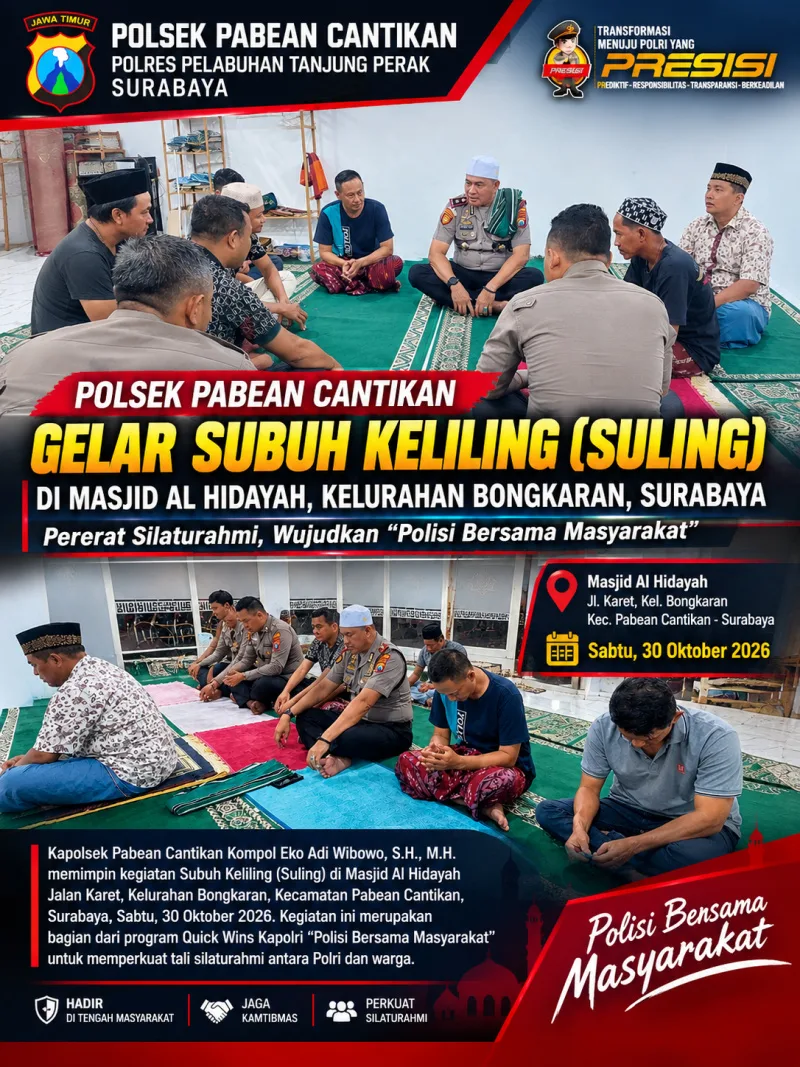 Dekatkan Diri dengan Masyarakat, Polsek Pabean Cantikan Gelar Subuh Keliling di Masjid Al Hidayah