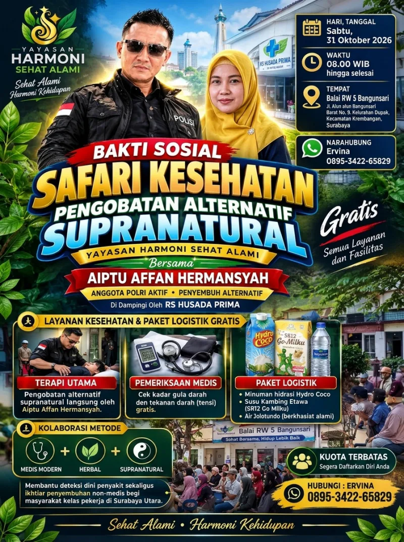 Gandeng ‘Polisi Viral’, Harmoni Sehat Alami Gelar Pengobatan Supranatural di Kawasan Krembangan