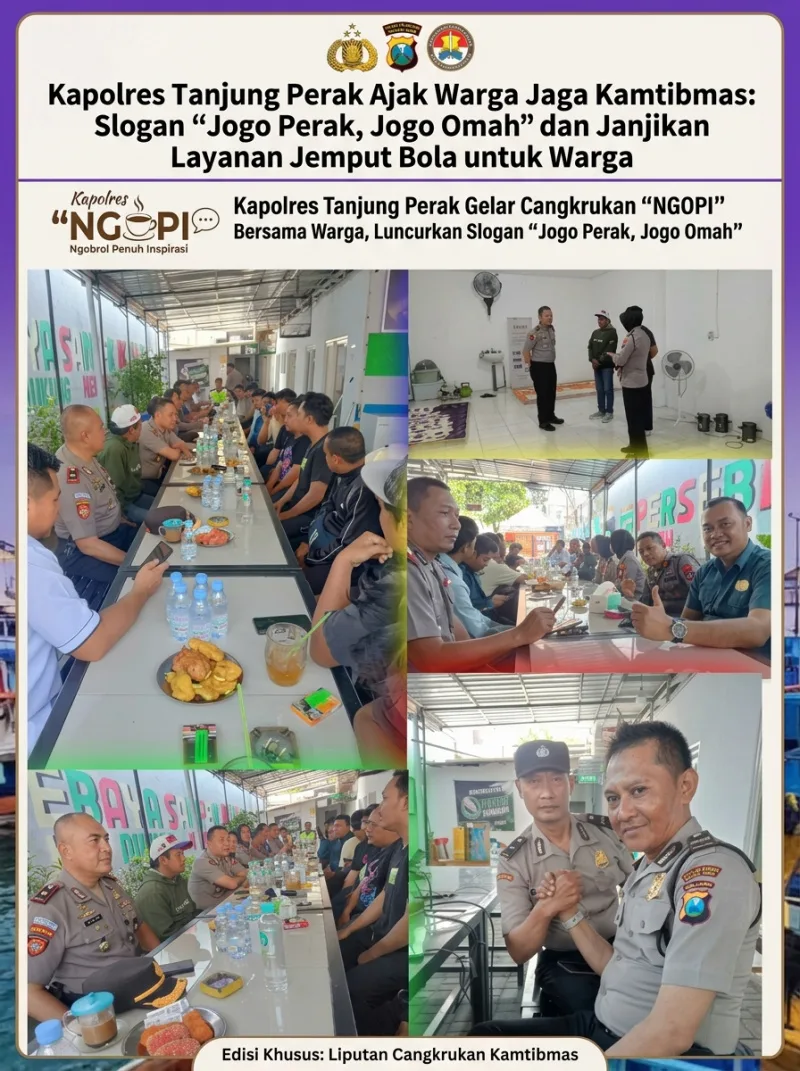 Kapolres Tanjung Perak Gelar Cangkrukan "NGOPI" Bersama Warga, Luncurkan Slogan "Jogo Perak, Jogo Omah"