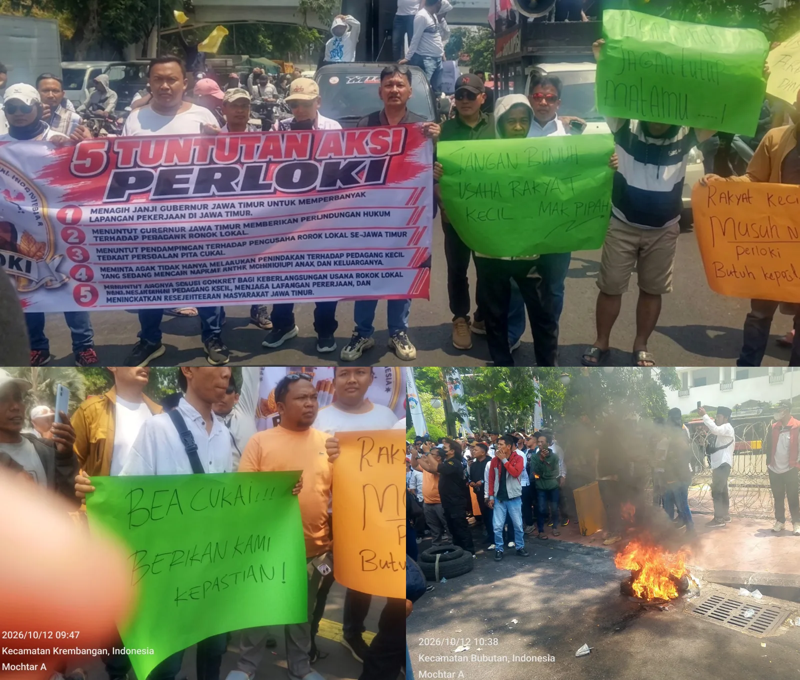 Ribuan Pedagang Rokok Lokal Geruduk Kantor Gubernur Jatim, Protes Intimidasi dan Janji Lapangan Kerja