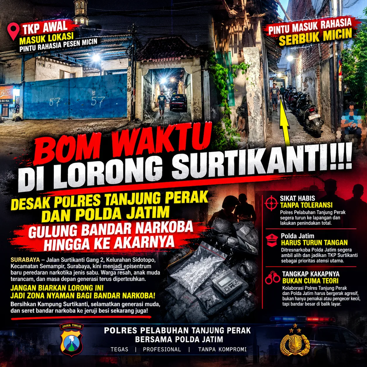 Masih Bergerak Senyap!!!, Darurat Narkoba di Sidotopo, APH Diminta Bertindak Agresif, Ganyang Bandar Kakap di Lorong Surtikanti???