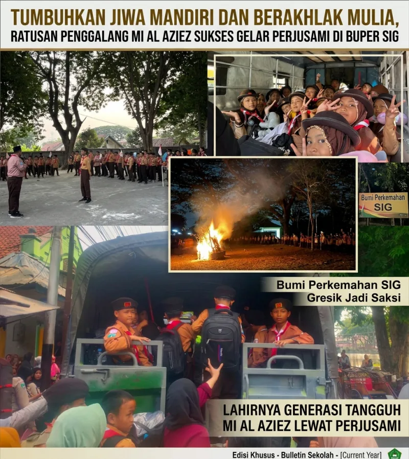 Bumi Perkemahan SIG Gresik Jadi Saksi Lahirnya Generasi Tangguh MI Al Aziez lewat PERJUSAMI