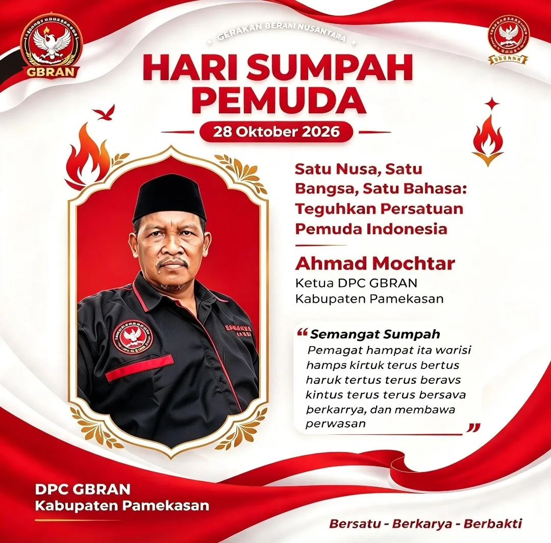 Teguhkan Sumpah Pemuda, Ketua DPC GBRAN Pamekasan: Bersatu Kita Kuat